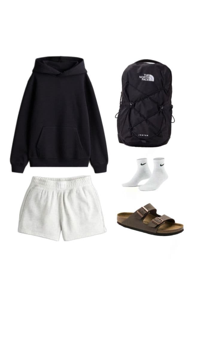 shorts shoes outfit flatlay