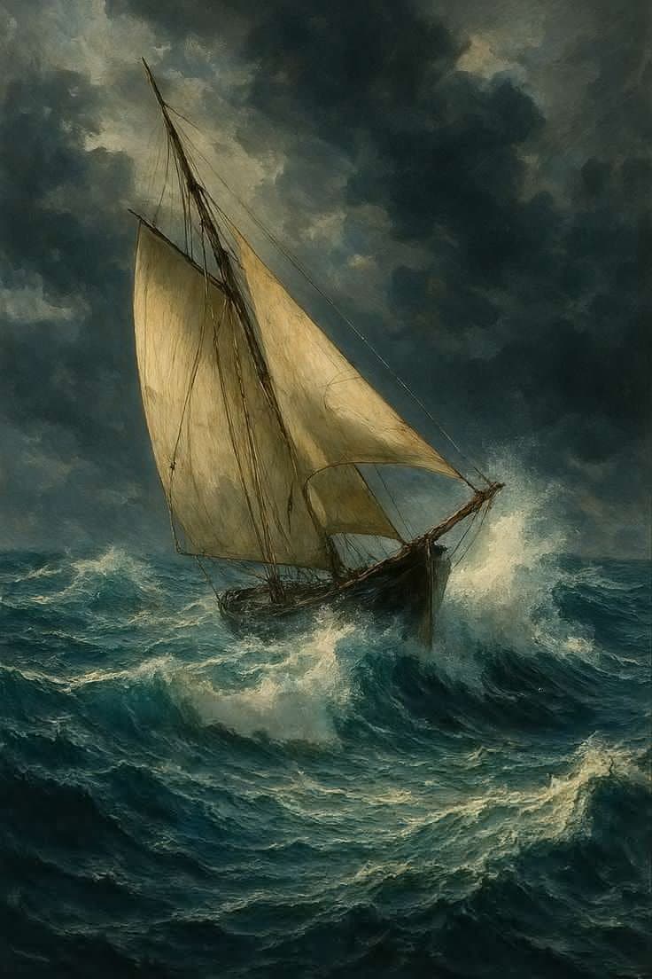 stormy sea ship