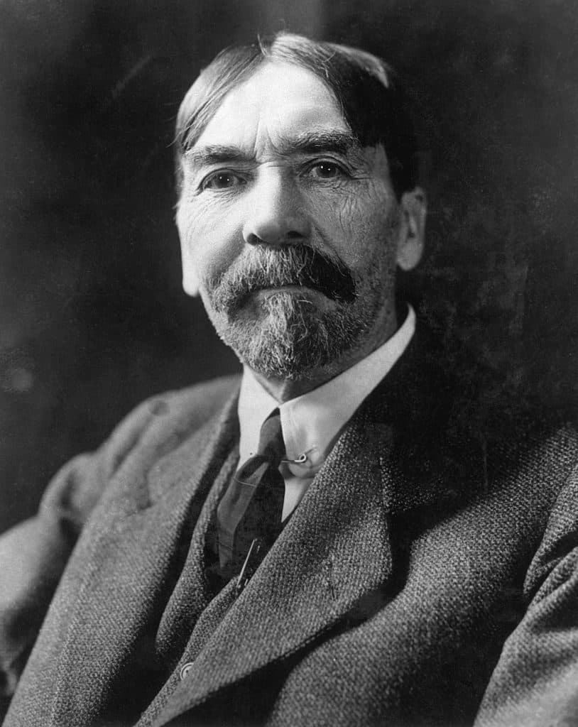 Portrait of economist Thorstein Veblen, who coined 'conspicuous consumption,' the concept 'conspicuous compassion' is modeled on.