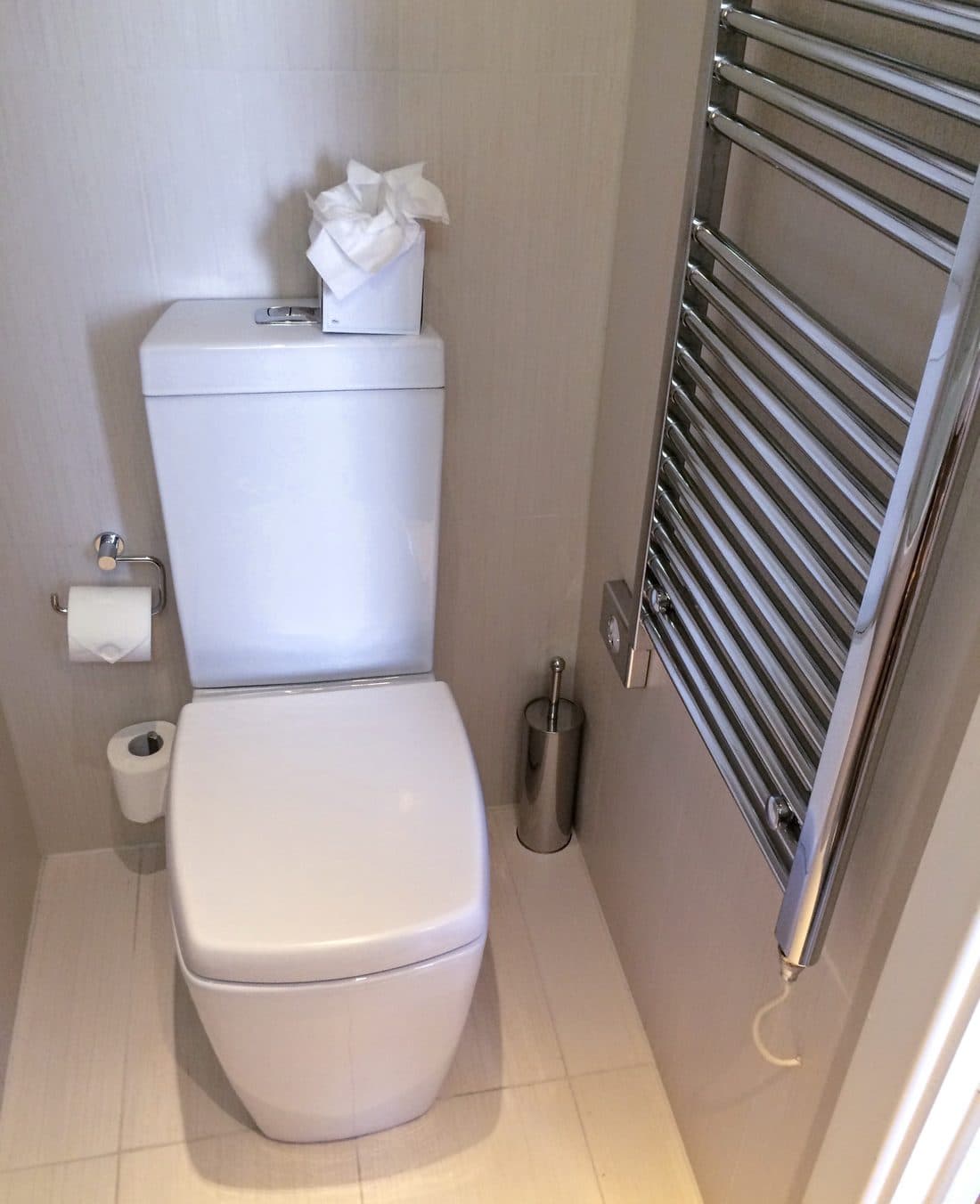 A standard white flush toilet, the canonical device people overrate their understanding of